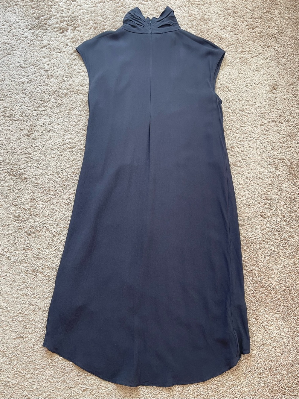 Brunello Cucinelli Draped Silk Mockneck Gray Cap Sleeve Monili Tunic Mini Dress - Picture 15 of 16